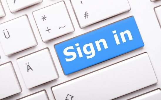 sign in or login on keyboard key