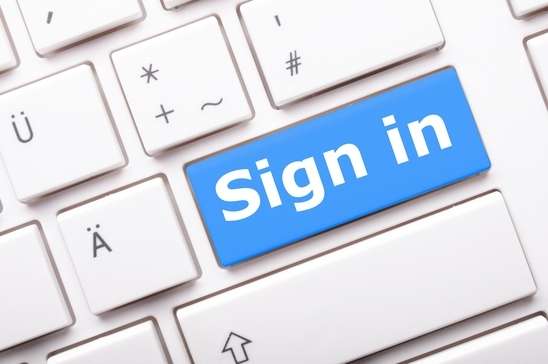 sign in or login on keyboard key