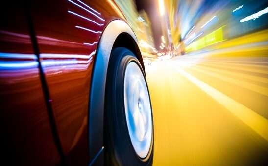 Fast Driving Car Through the Cit