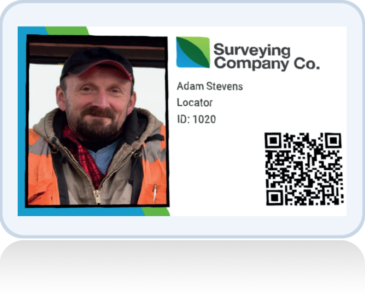 Example of work ID badge with QR code to be scanned in SafeTapp